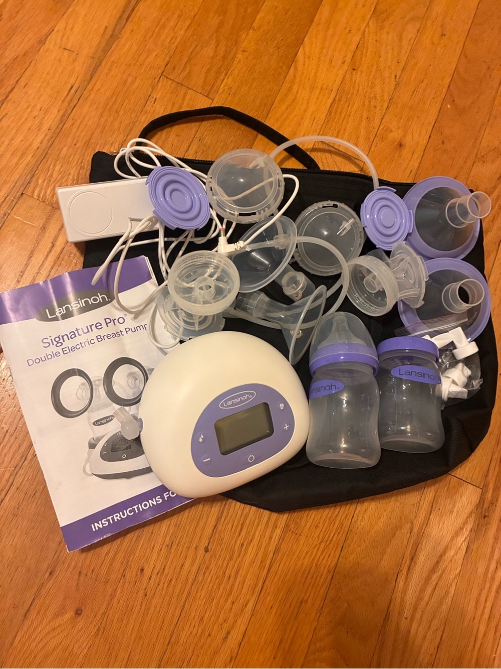 Lansinoh Double Electric Breast Pump Kit - White & Purple